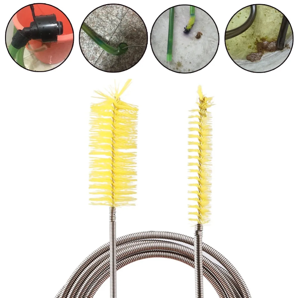

2 Pcs Flexible Drain Brush Sink Drain Double Ended Hose Pipe Stainless Steel Cleaner for Aquarium