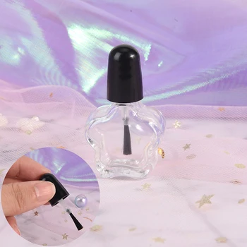 

1/5pcs 5ml Glass Nail Oil Bottles Nail Art Container Plum Flower Empty Nail Polish Bottle With Black Small Brush