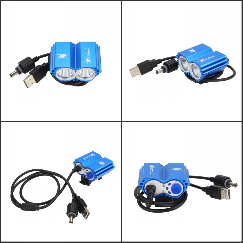 Cheap Waterproof Cycling Lamp 6000LM 2x XM-L T6 LED Bicycle Lights Dual Port  Head Front Bike Headlamp USB Port Torch No Battery 8