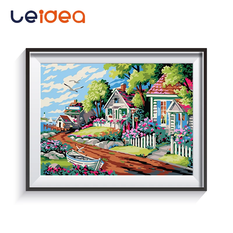 

Digital Painting By Number Seaside Villa Scenery Canvas Home Oil Painting Landscape Painting Picture On Home Decor Gift