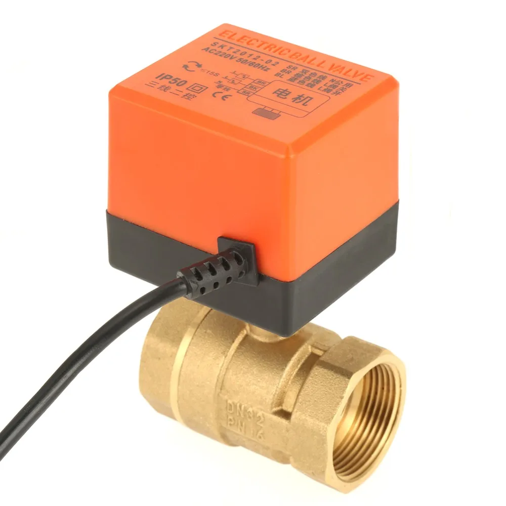 2-полосная 3 переменного тока 220 V моторизованный шаровой клапан 2-точечный латуневый Электрический контроллер клапана G1-1/4(DN32) воды контролирующий клапан