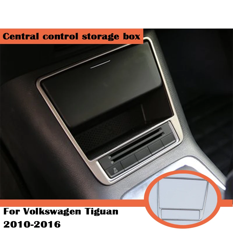 Для Volkswagen Tiguan mk1 1 аксессуары VW Tiguan 2010- коробка для хранения из нержавеющей стали декоративная крышка наклейки для автомобиля