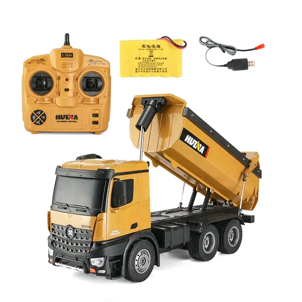 HuiNa1573 2,4G 10CH 1/14 Мини RC щетка для машины моторных грузовиков металлический бульдозер зарядка грузовик строительный автомобиль Детский подарок