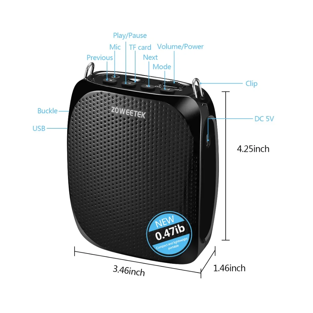 Goedkoop Echt Zoweetek ZW 258 mini draagbare Stereo Speaker Voice Versterker Luidspreker Tool Apparaat Voor Teaching Tour Guide Koop Speech