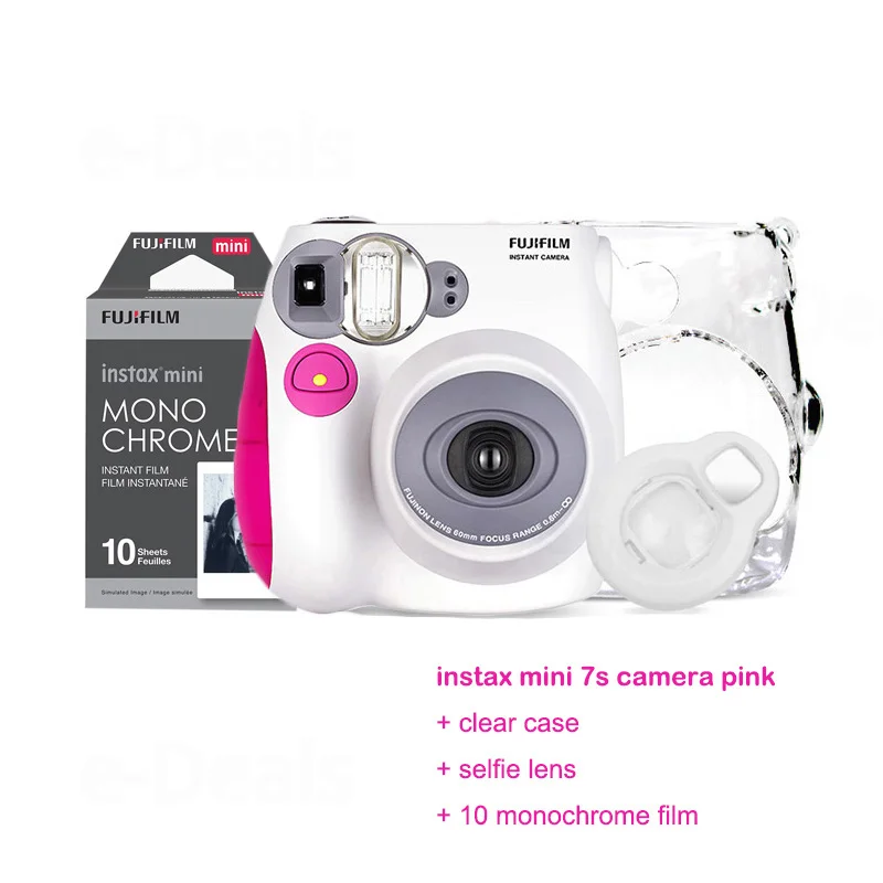 Аутентичный Fujifilm Instax Mini 7 s Мгновенный Набор Фото камеры с 10 листами Fuji Instax Мини белая пленка и кролик линзы для селфи