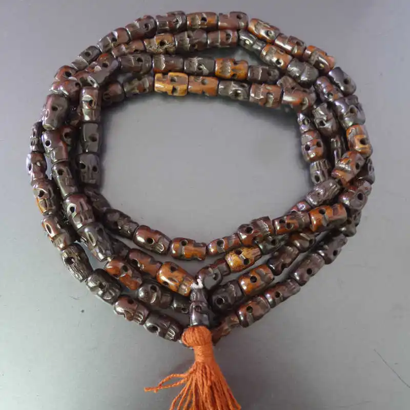 BRO541 Tibetan Buddhist 108 Yak Bone Skull Prayer Beads Malas for Man