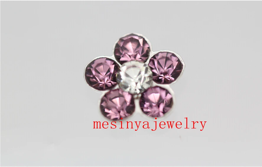 

10pcs Purple flower floating charms for glass locket FC-404,Min amount $15 per order mixed items