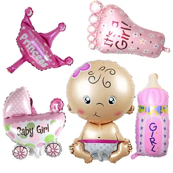 

5pcs/set Baby Shower Birthday Theme Party Decor Its A Boy/Girl Gender Reveal Foil Balloons DIY Decorative Inflatable Air Balls
