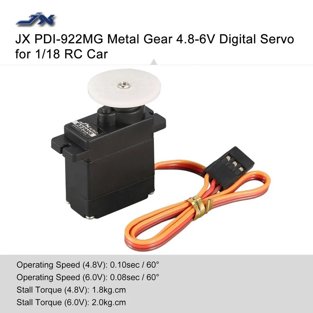 JX PDI-922MG 4,8 V-6 V 2,0 кг цифрового металлического подшипника Шестерни Servo c металлическими Алюминий чехол для 450 RC самолет вертолет RC автомобиль 1/18