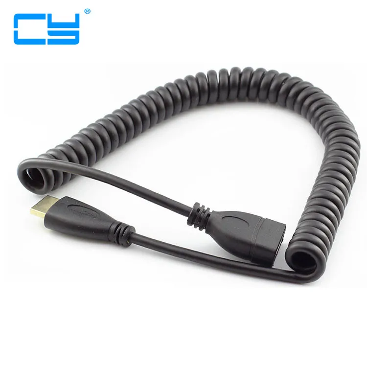 High Speed HDMI Male to HDMI female Spring elastic Curl Cable V1.4 3D