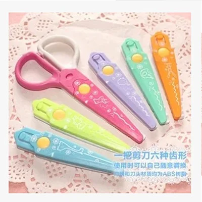 

1 Set Kid's Safe Stationery Scissor Plastic 6 Colors Replaceable Head Scissors Paper Cutter for DIY Handmade School Supplies
