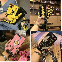 BotexBling Cute cartoon chick ostrich flamingo soft case for iphone x case 7 7plus 8 8plus 6 6s plus 6plus cover girl lanyard