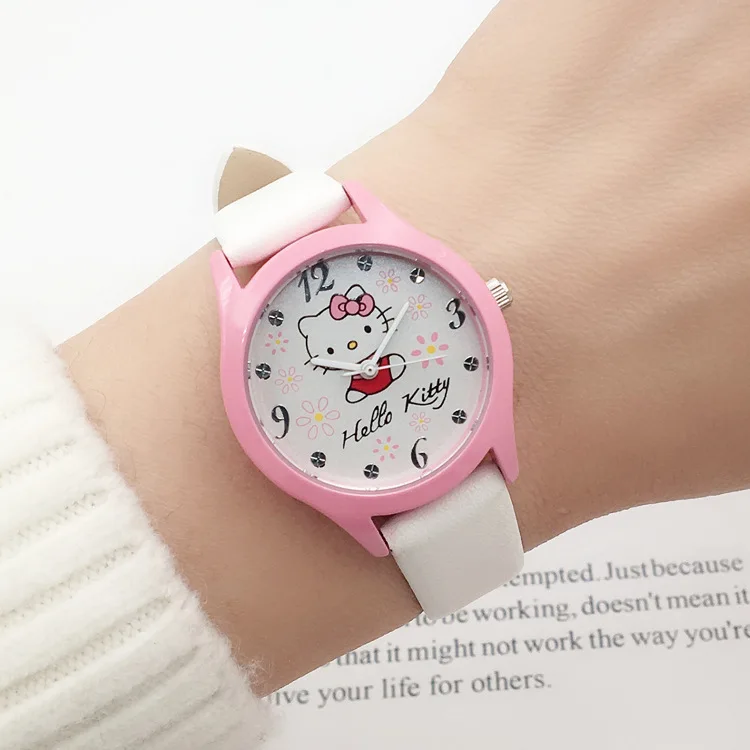 Милые детские Мультяшные часы Hello Kitty для девочек наручные часы для учеников платье для маленькой подружки модные водонепроницаемые часы кварцевые электронные часы