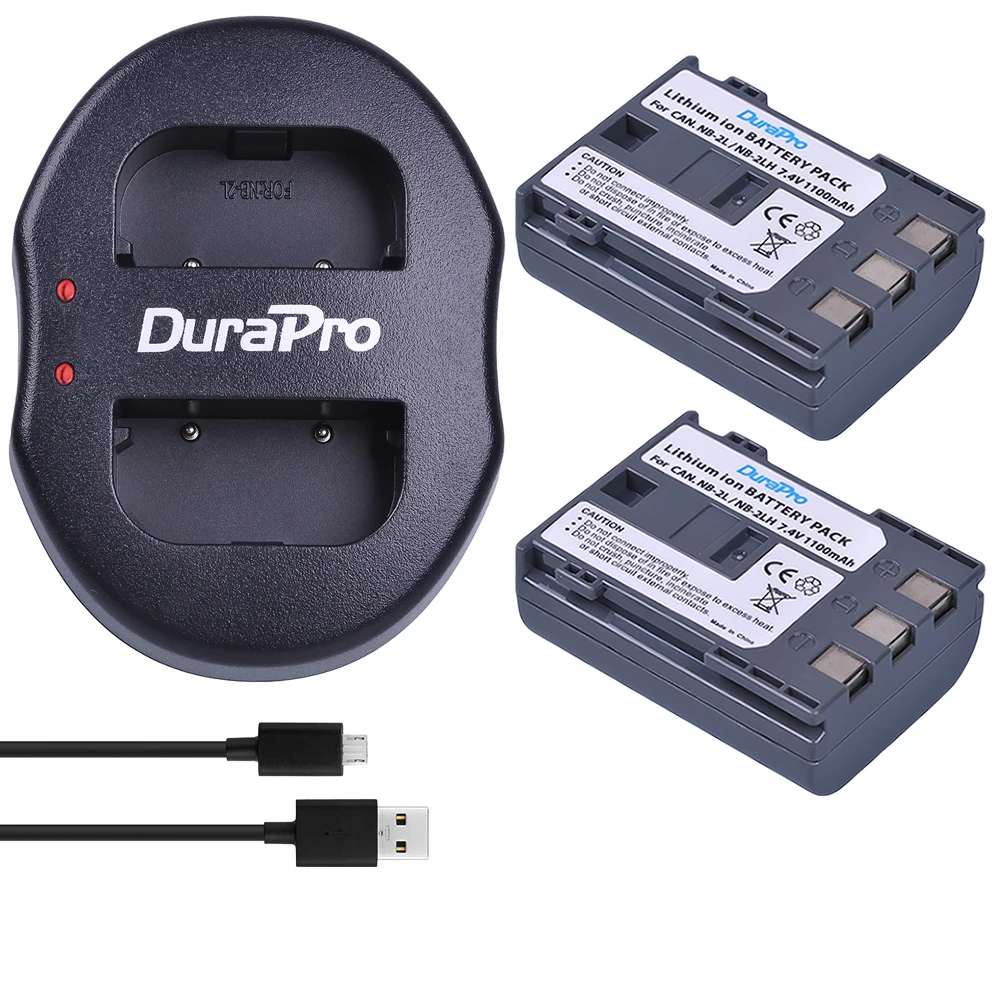 2pcs NB 2L NB 2L NB 2LH Li ion Camera Battery USB Dual Charger for Canon