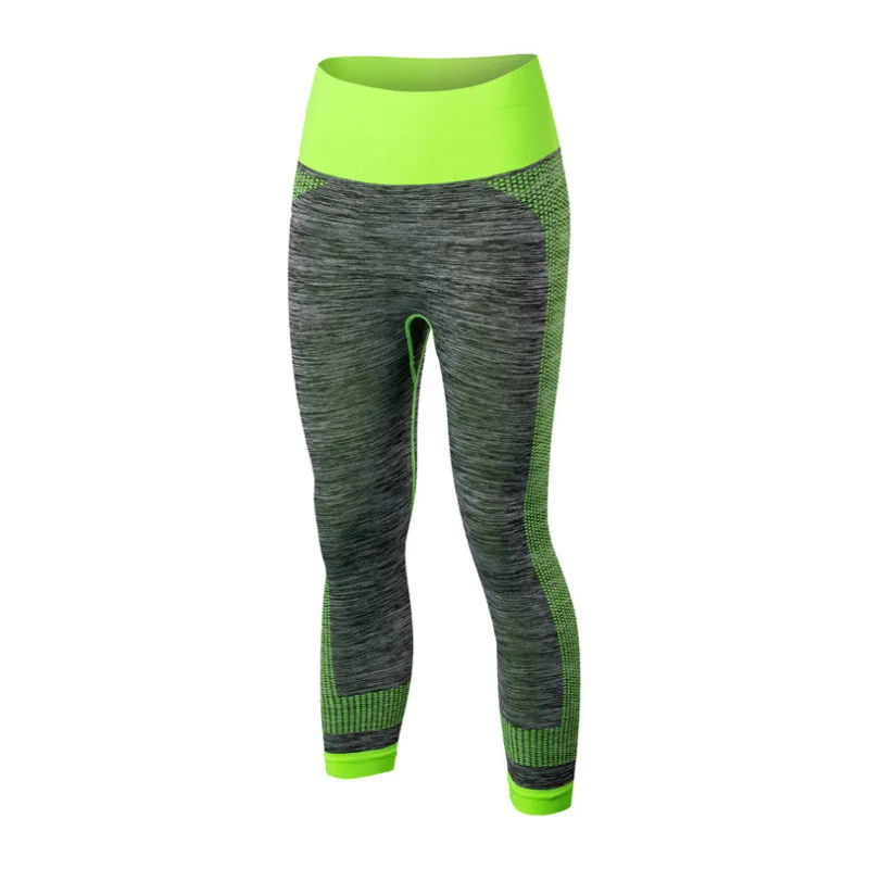 Красочные серии, женские штаны для йоги, высокая эластичность талии, леггинсы для спортзала, фитнес, тянущиеся спортивные штаны, 7 точек, тренировочные брюки - Цвет: green