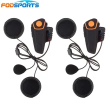 2 pcs BT-S2 Motorcycle Helmet Bluetooth Intercom Headsets 1000m Motorbike Interphone with Soft Microphone FM Waterproof IPX6