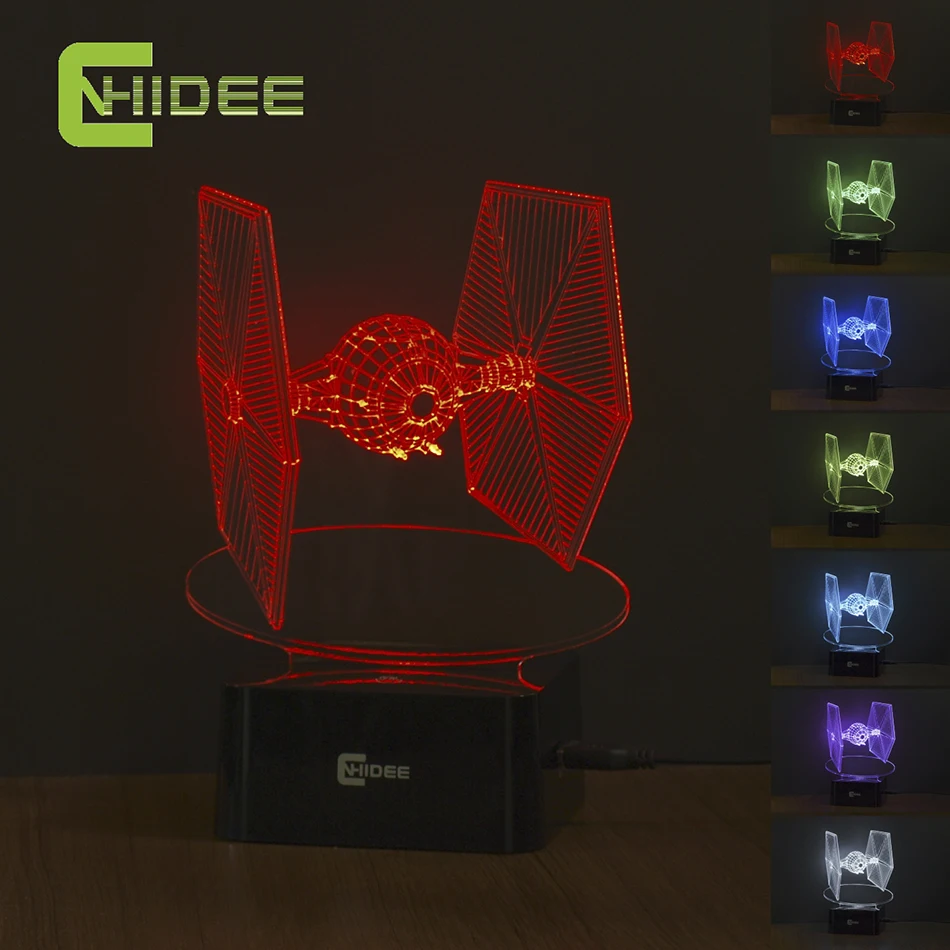 Creative Gifts Star Wars Tie Fighter Lamp 3D Deco Vision Desk Lampara Led USB 7 Colors Changing Baby Sleeping Night Light Creative Gifts Star Wars Tie Fighter Lamp 3D Deco Vision Desk Lampara Led USB 7 Colors Changing Baby Sleeping Night Light
