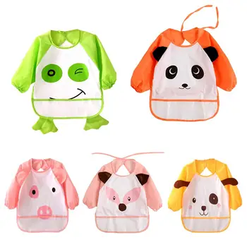 

Baby Bibs Feeding Backwards Baby Bibs Waterproof and Long Sleeve with Cartoon Animals baby boy baby girl