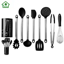 9Pcs Stainless Steel Kitchen Utensils set Tube Handle Silicone Pot Shovel Food Clip Kitchenware Accessories Cooking Utensil Set