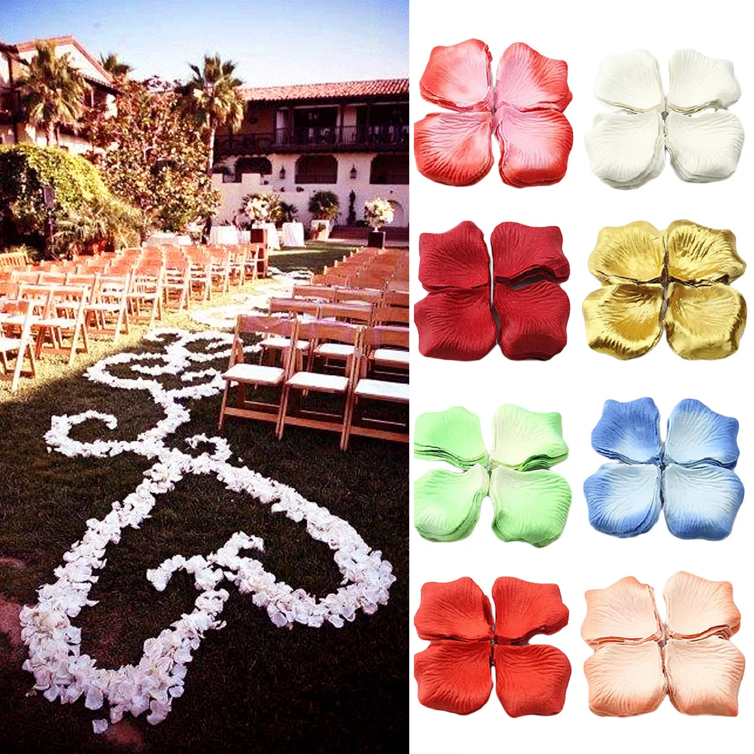 144pcs/set Colorful Fake Rose Petals Flower Girl Toss Silk Petal