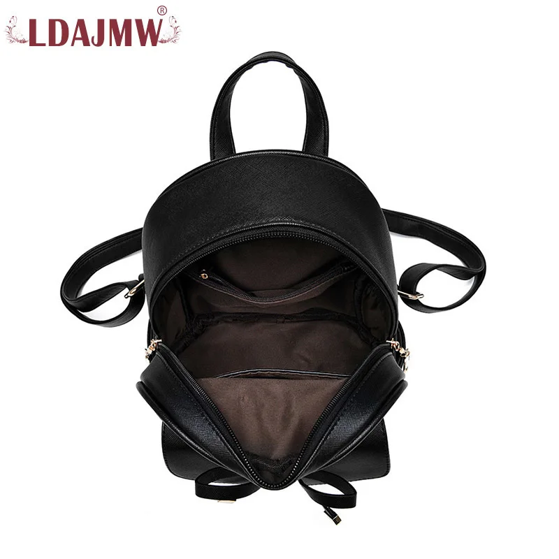 LDAJMW Модный женский рюкзак для девочек из искусственной кожи, маленький рюкзак для девочек, школьные сумки, женский черный рюкзак