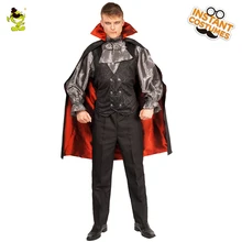 Вечерние костюмы на Хэллоуин мужской злой вампир взрослый страшный костюм вампира наряды с черным плащом для Карнавальная Фантазия платье