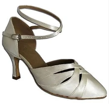 New Free Shipping White Satin Closed Toe Dance Shoe Ballroom Salsa Latin Waltz Tango Bachata Dancing Shoes ALL Size