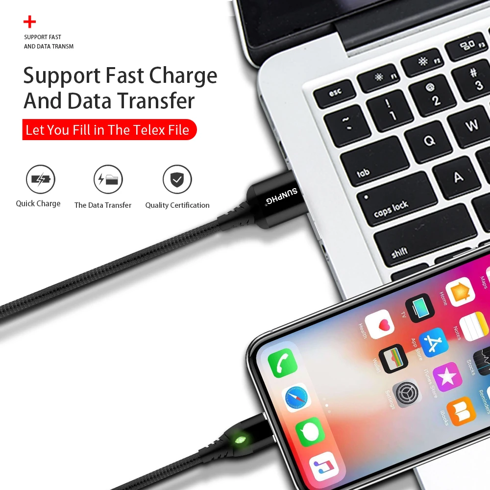 Магнитный кабель GREENPORT для быстрой зарядки iphone Usb и передачи данных Samsung S8 S9