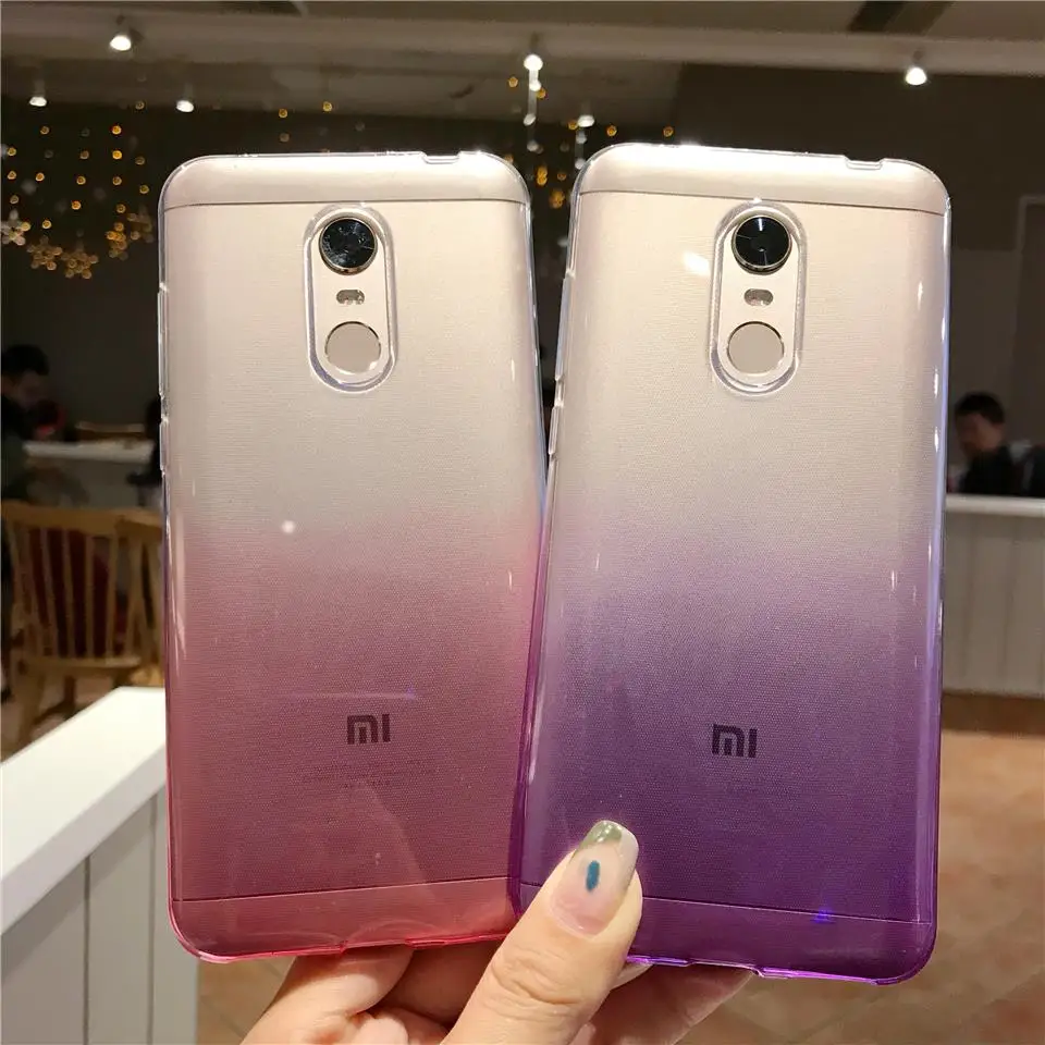 Градиентный силиконовый чехол из ТПУ для XiaoMi RedMi 5 Plus Мягкий защитный задней