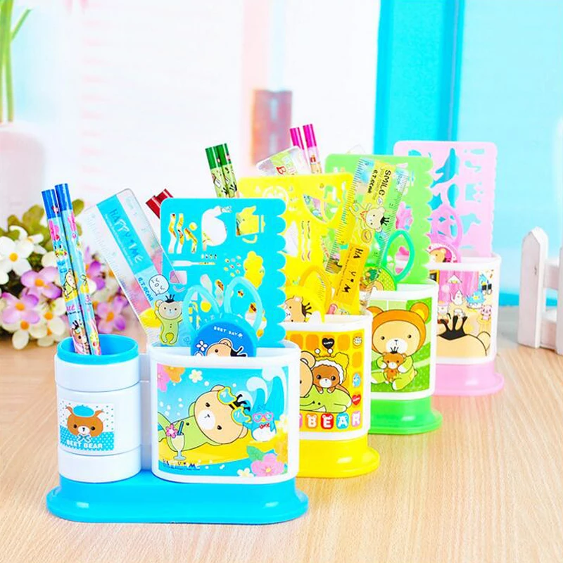 

4 Sets/Lot Cartoon Bear Multifunction Stationery Set Giftware Christmas Birthday Gift Pencil Eraser Sharpener for Kids Students