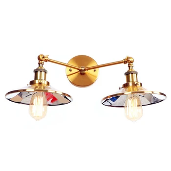 

Golden Vintage Retro Wall Light Fxitures 2 Heads Adjustable Arm Industrial Wall Lamp Sconce Applique Murale luminaire Loft