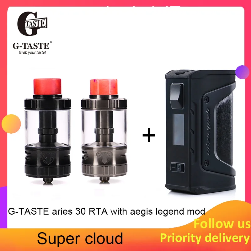 New  Newest Vape G-taste Aries 30 RTA 10ml/6ml AFC system 510 thread with aegis legend mod Vape Atomzier