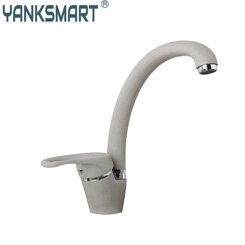 

YANKSMART Kitchen Sink Swivel Tow Kind Of Color White And Khaki Painting Finished Kitchen Faucet Single Handle Mixer