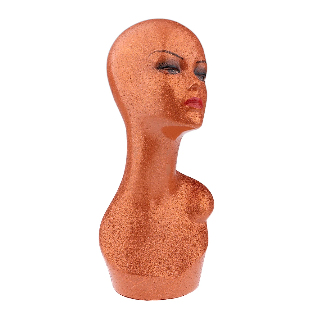Glitter Mannequin PVC Manikin Head Realistic Mannequin Head Bust Wig Head Stand for Wigs Jewelry Display Making Styling