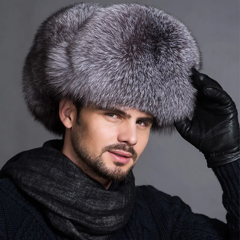 Кожаная мужская шапка, зимние шапки с наушниками, шапка-ушанка, мужская шапка с натуральным мехом енота, черная лисица, шапка ka, русская кожаная куртка-бомбер