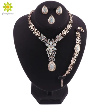 

Dubai Jewelry Sets For Women 2019 African Beads Jewelry Set Nigerian Wedding Gold Color Necklace Earrings Bracelet Ring Jewelry