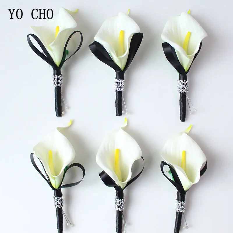 white black wedding boutonniere  (2)