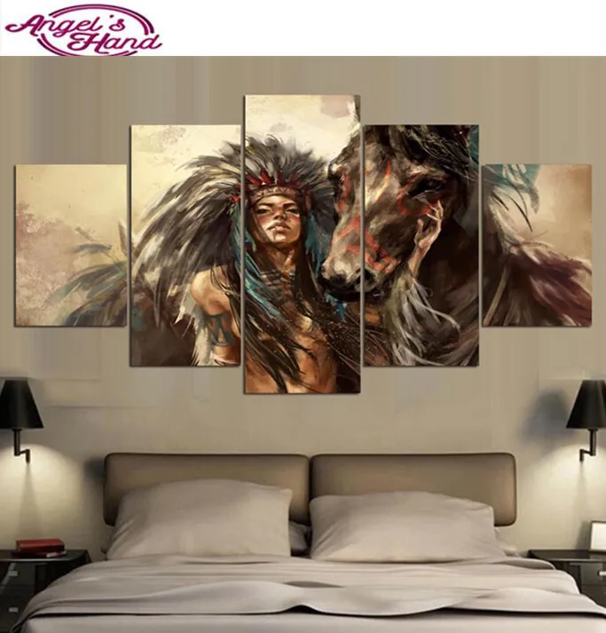 

new 5d DIY Diamond Painting Indians Girl And Horse round/square Cross Stitch 3d Diamonds Embroidery Painting Rhinestones gifts