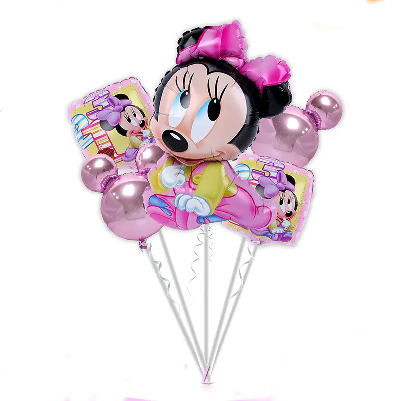 

5pcs Happy birthday balloon mickey minnie mouse 18 inch squre shape air Foil Balloons Baby 1st birthday decoration globos