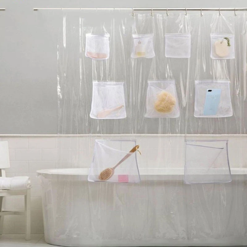 1pc Creative Modern Bathroom Shower Curtain with 9 Storage Pockets PVC Waterproof NewTransparent Shower Curtains 180x180cm 1pc Creative Modern Bathroom Shower Curtain with 9 Storage Pockets PVC Waterproof NewTransparent Shower Curtains 180x180cm