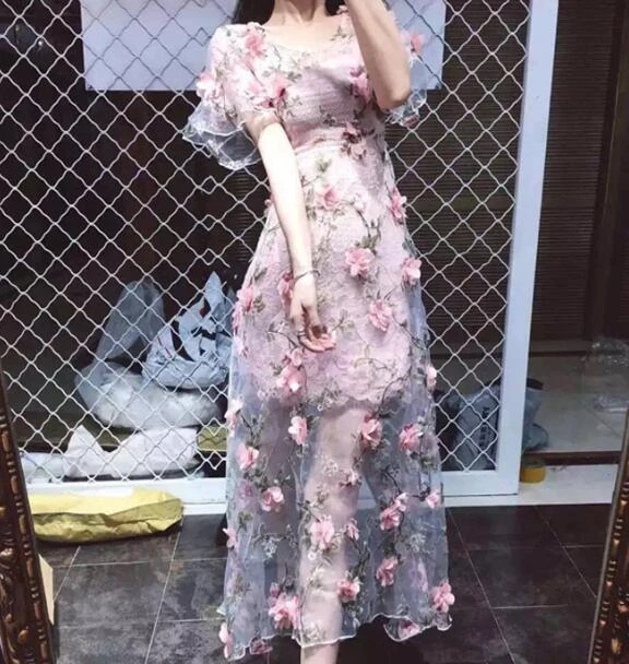 3d floral embroidered dress Clearance