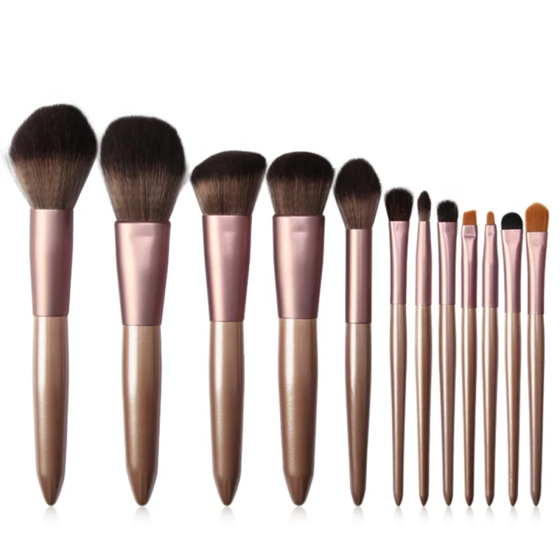 

2019 10Pcs Makeup Brushes Set Beige Champagne Handle Face Lip Eye Shadow Eyeliner Wooden Handle