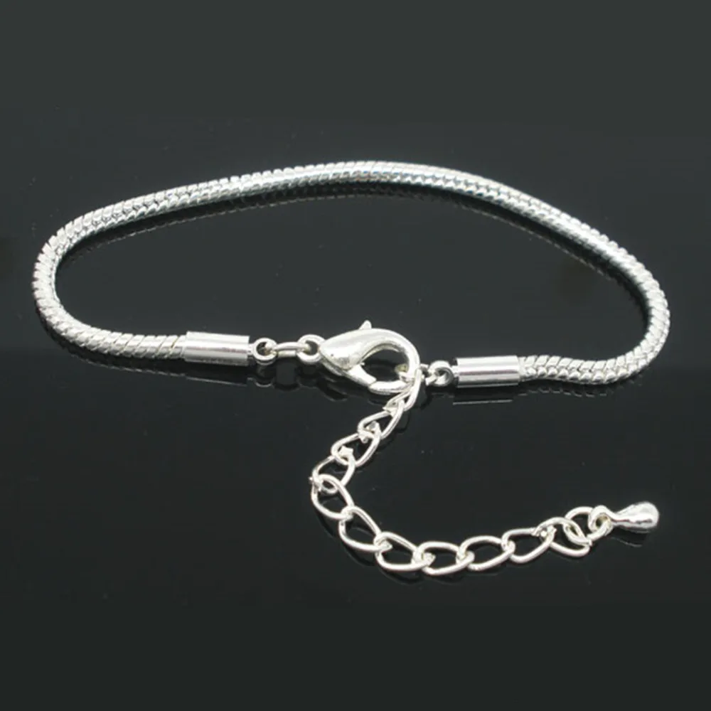 DoreenBeads 4 PCs Silver color Lobster Clasp Snake Chain Bracelets Fit