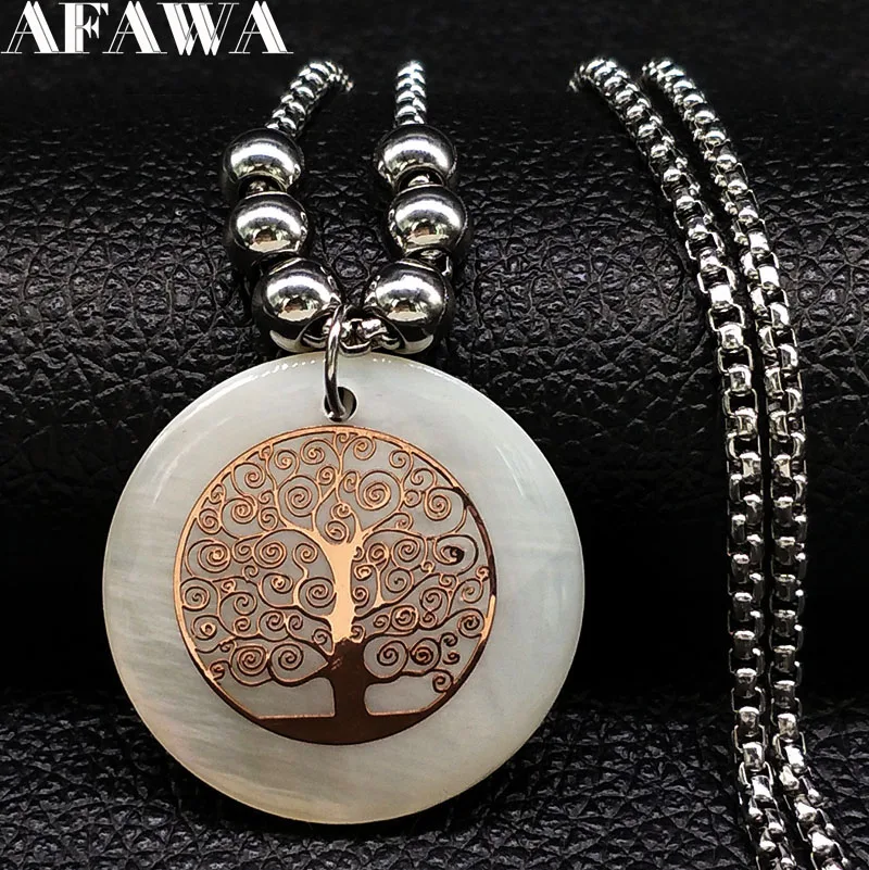 

2018 Tree of Life Sell Stainless Steel Statement Necklace Women Rose Gold Color Necklaces Pendants Jewelry collana donna N18445