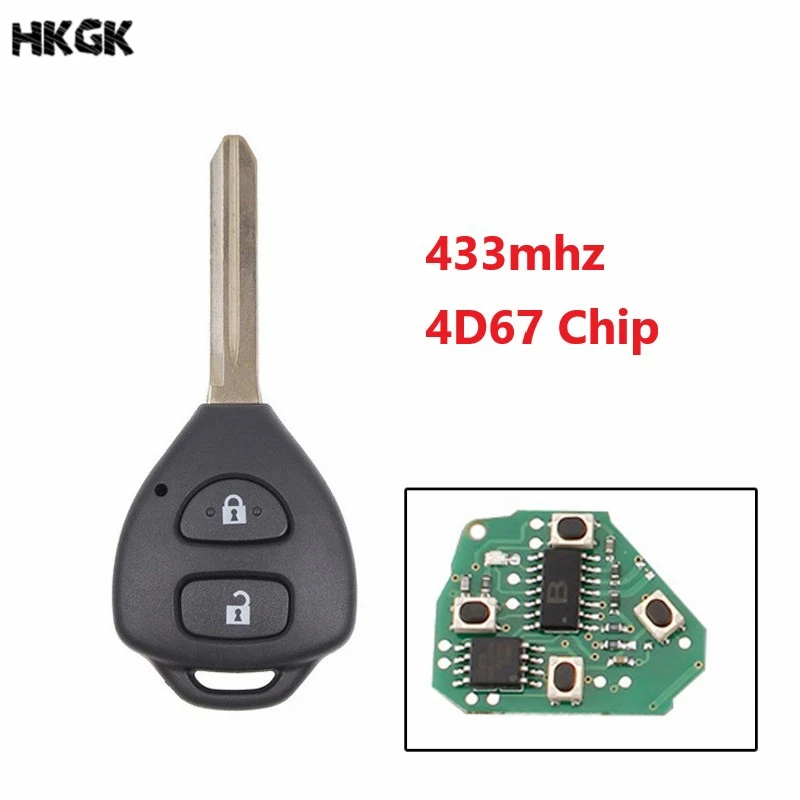 Флейта с 2 кнопками для Toyota RAV4 2006 2007 2008 2009 2010 433MHz 4D67 Chip TOY47 Blade Uncut|Ключ от авто| |