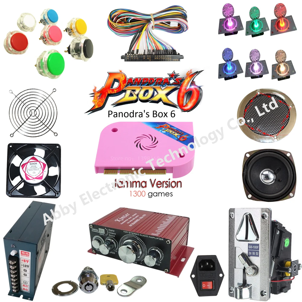

Jamma Arcade game kits with Pandora Box 6/1300 in1 game ,Power Supply,Arcade joystick ,Arcade Buttons ,Speaker for arcade game