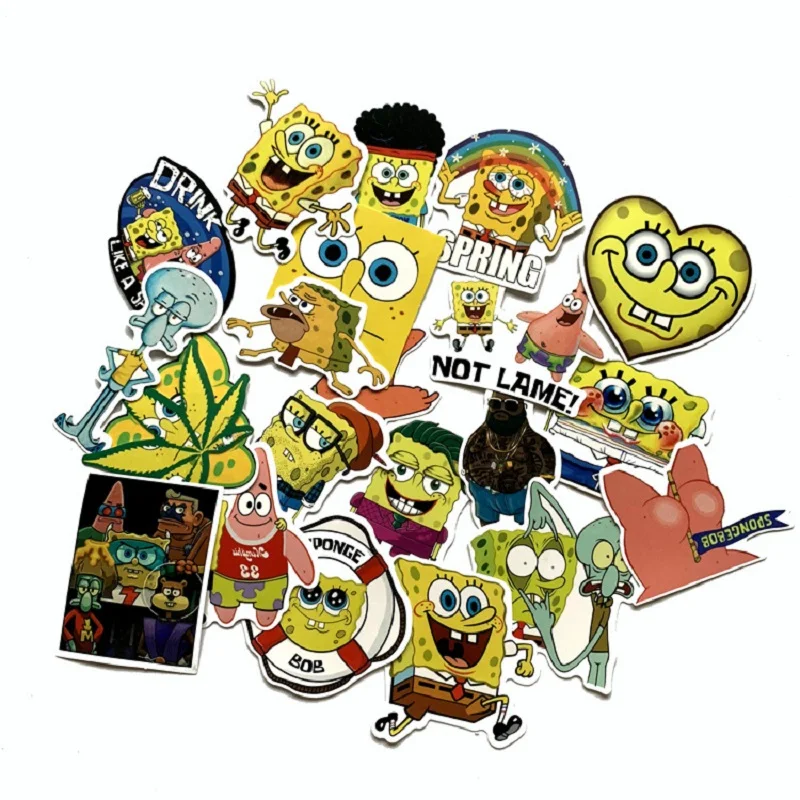 

22pcs SpongeBob New Cartoon Sticker Decoration Car Motorcycle Luggage Fridge Personality Waterproof Sticker
