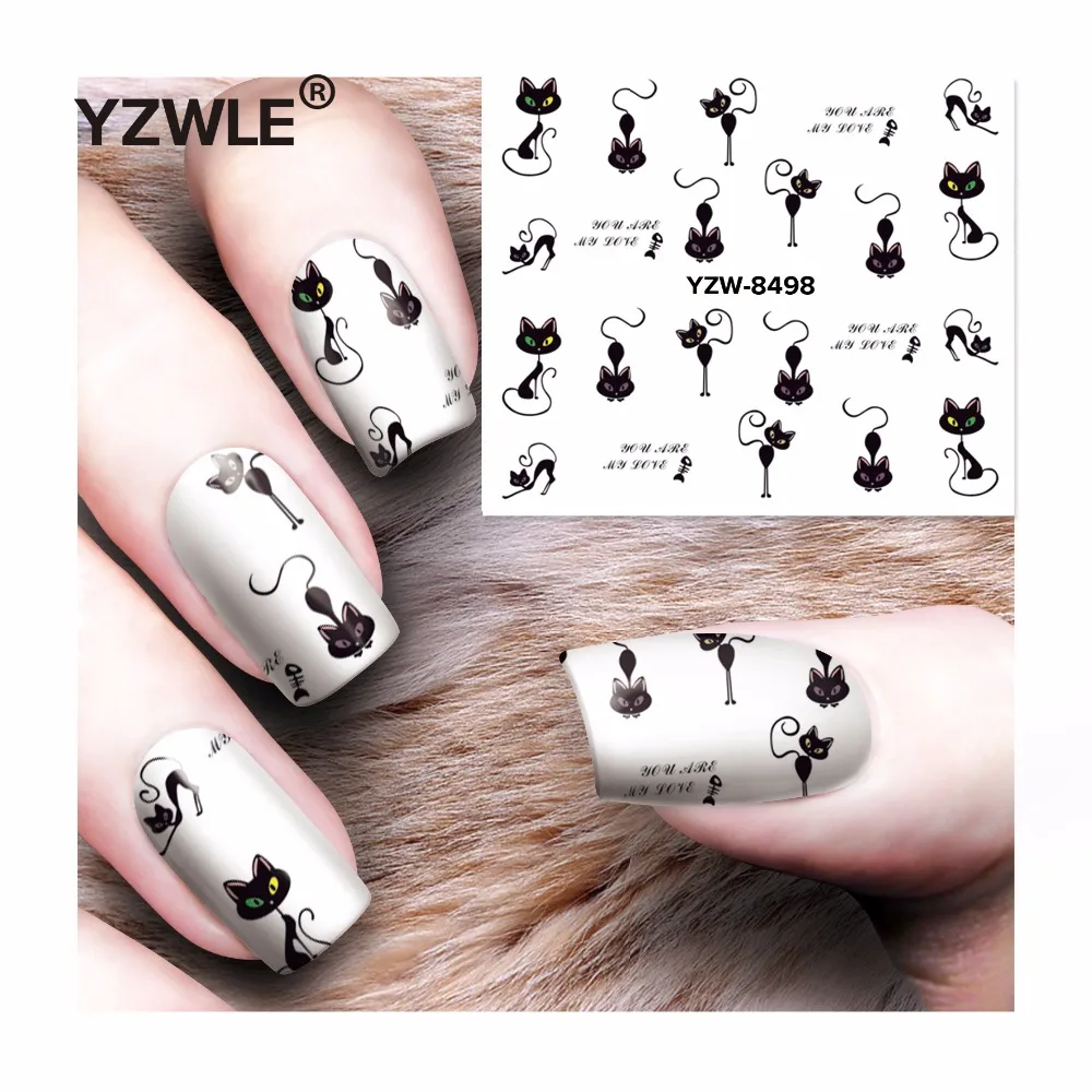 

YZWLE 1 Sheet DIY Decals Nails Art Water Transfer Printing Stickers Accessories For Manicure Salon YZW-8498