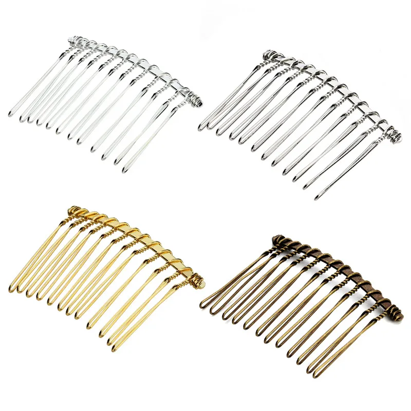 

10pc Gold/Silver Plate Iron Button Hair Comb Bsrrettes Wedding Hair Accessories European Design For Fashion DIY Hair Jewelry