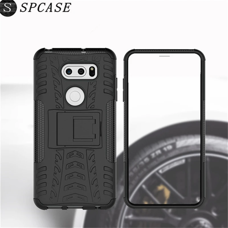 SPCASE Dual Layer Silicon Shockproof Cases for LG V30 V20 G6 G7 K10 2017 K8 2018 Hard Rubber Heavy Duty Hybrid Armor Stand Cover |